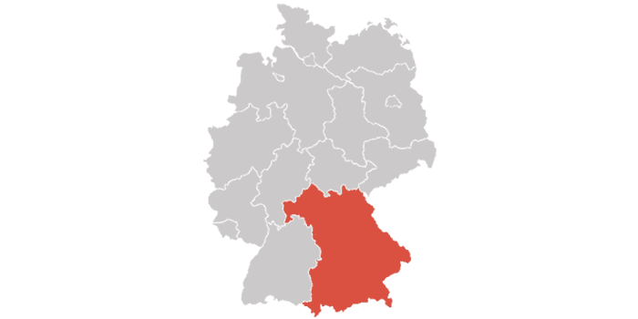 Deutschlandkarte mit Markierung auf Bayern - PV-Förderung in Bayern mit zolar