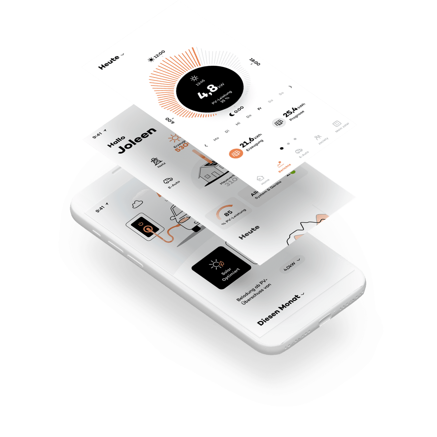 Mockup des zolar Compass – unsere App für dein Photovoltaik-Projekt