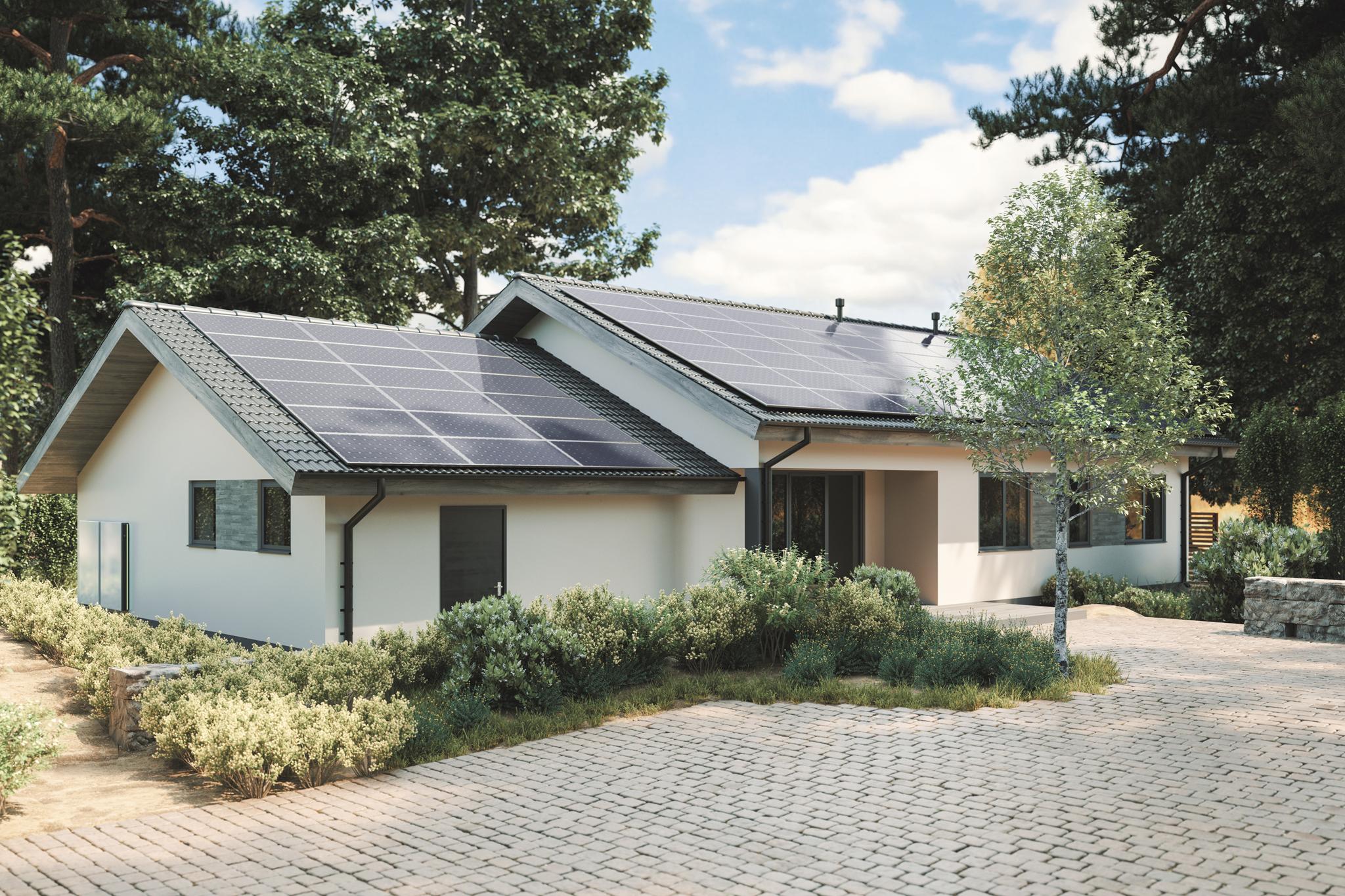 PV-Anlage auf einem Hausdach - Solaranlage von zolar für den Gartenteich