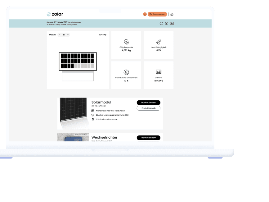 Der zolar Online-Konfigurator – Photovoltaikanlage zum Kauf