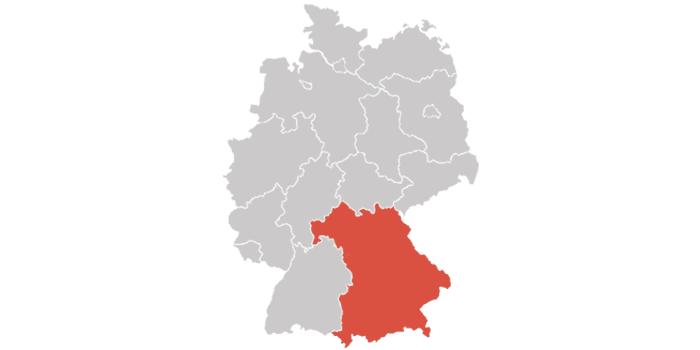 Deutschlandkarte mit Markierung auf Bayern - PV-Förderung in Bayern mit zolar